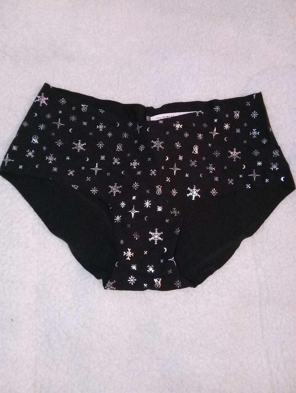 Black High-Rise Women’s Shorts with Silver Moon Star & Snowflake Accent